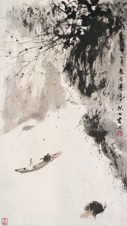 傅抱石 1962年作 赤壁泛舟 立轴